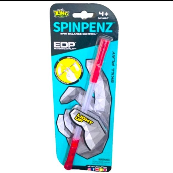 SpinPenz - Red Translucent Spinning Pen, Fidget Toy, LED, Weighted - Picture 1 of 6